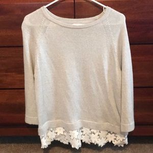 Jcrew Factory Sweater with Lace Hem